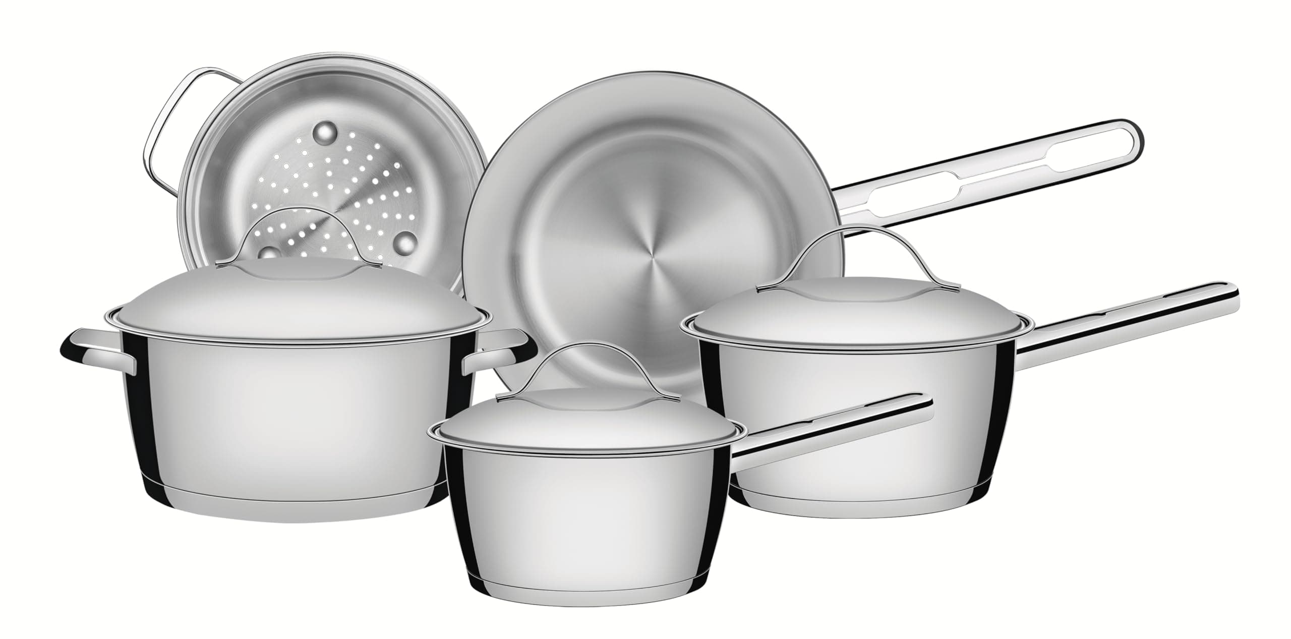 Jogo de Panelas com Fundo Triplo 5 Peças Tramontina Inox : Cozinha